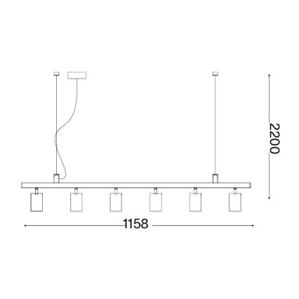 Ideal Lux - LED πολυέλαιος σε καλώδιο DYNAMITE 6xGU10/7W/230V CRI 90 φινίρισμα ορείχαλκου