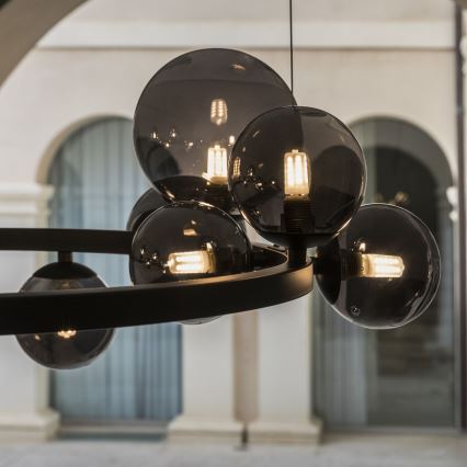 Ideal Lux - Κρεμαστό φωτιστικό LED με καλώδιο PERLAGE 11xG9/3W/230V διάμ. 73 cm μαύρο/καπνιστό μαύρο
