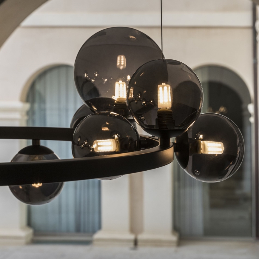 Ideal Lux - Κρεμαστό φωτιστικό LED με καλώδιο PERLAGE 11xG9/3W/230V διάμ. 73 cm μαύρο/καπνιστό μαύρο