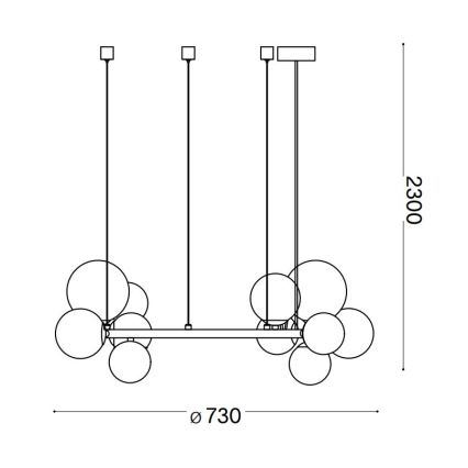 Ideal Lux - Κρεμαστό φωτιστικό LED με καλώδιο PERLAGE 11xG9/3W/230V διάμ. 73 cm μαύρο/καπνιστό μαύρο