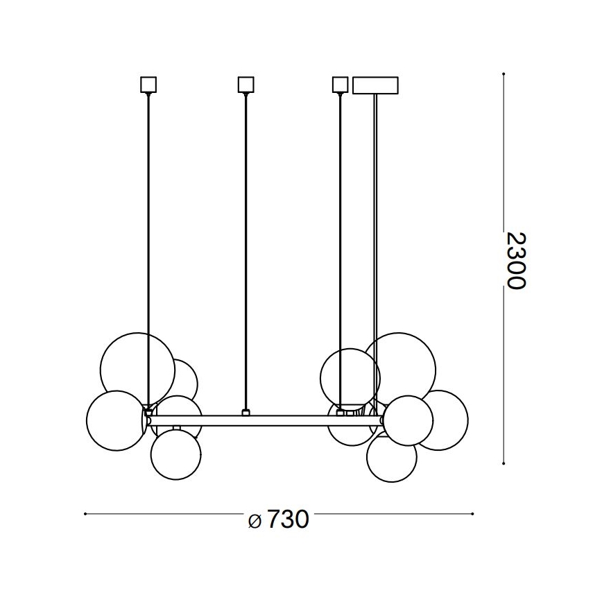 Ideal Lux - Κρεμαστό φωτιστικό LED με καλώδιο PERLAGE 11xG9/3W/230V διάμ. 73 cm μαύρο/καπνιστό μαύρο
