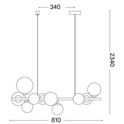 Ideal Lux - LED κρεμαστό φωτιστικό σε καλώδιο PERLAGE 10xG9/3W/230V 81 cm χρυσό/καπνιστό μπεζ