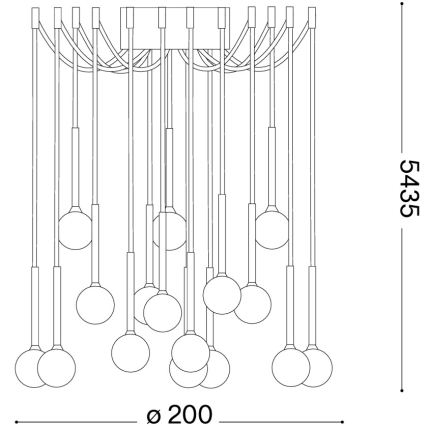 Ideal Lux - LED πολυέλαιος με καλώδια LUCCIOLA 16xLED/16W/230V CRI 90, στυλ αράχνης, μαύρο