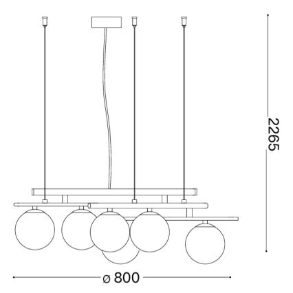 Ideal Lux - LED πολυέλαιος με καλώδιο ATLAS 6xG9/3W/230V χρυσός