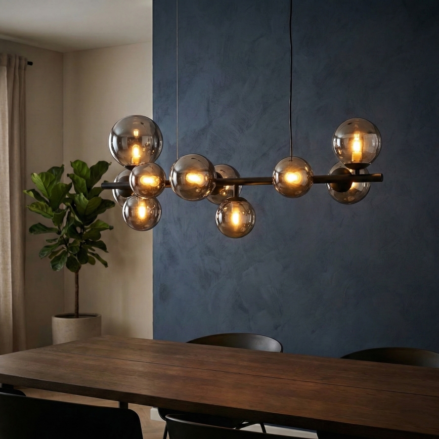 Ideal Lux - LED πολυέλαιος με καλώδιο PERLAGE 10xG9/3W/230V 81 cm μαύρο/καπνιστό μαύρο