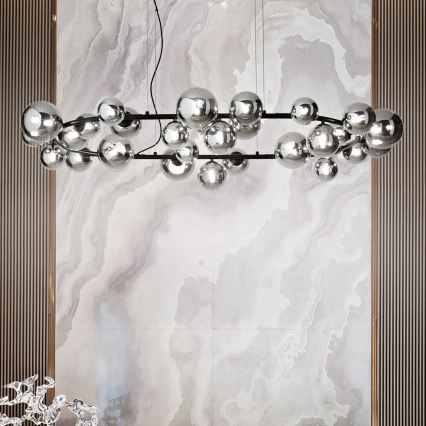 Ideal Lux - Πολυέλαιος LED PERLAGE με ανάρτηση σε καλώδιο 30xG9/3W/230V 143 cm μαύρο/καπνιστό μαύρο