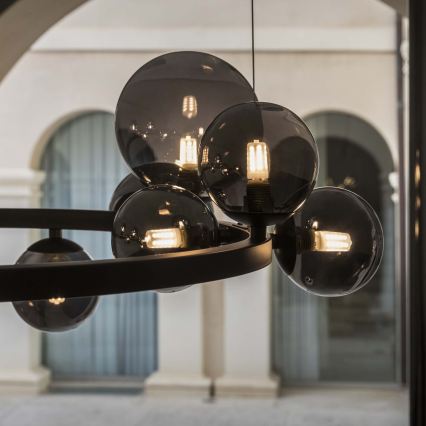 Ideal Lux - Πολυέλαιος LED PERLAGE με ανάρτηση σε καλώδιο 30xG9/3W/230V 143 cm μαύρο/καπνιστό μαύρο