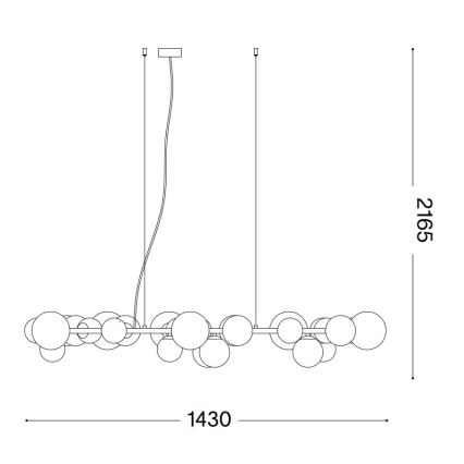 Ideal Lux - Πολυέλαιος LED PERLAGE με ανάρτηση σε καλώδιο 30xG9/3W/230V 143 cm μαύρο/καπνιστό μαύρο