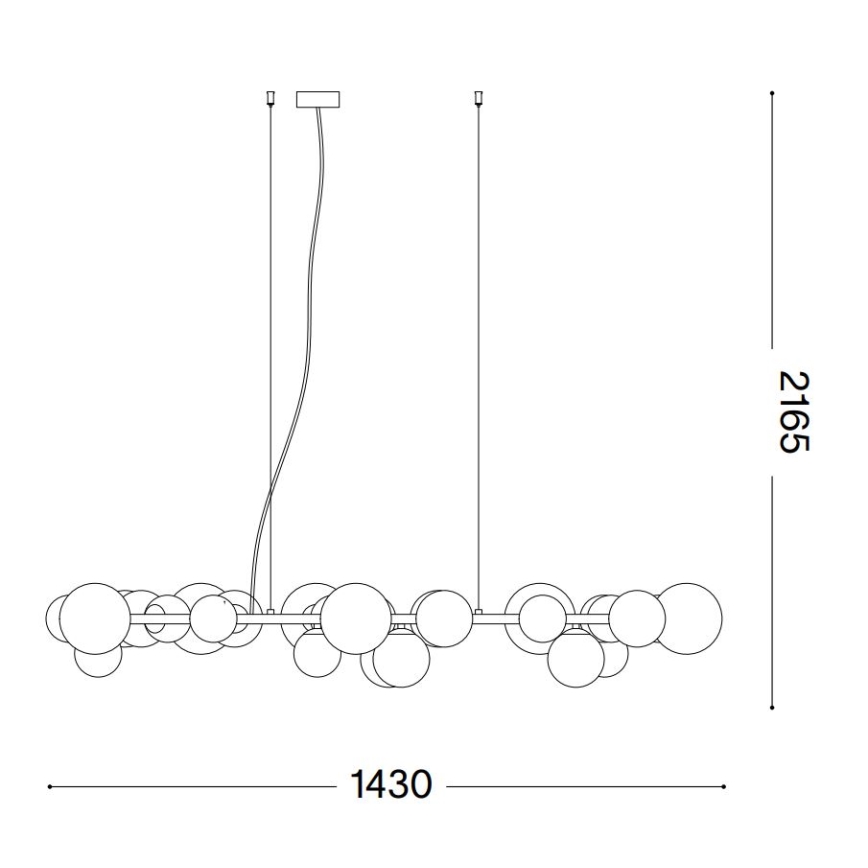 Ideal Lux - Πολυέλαιος LED PERLAGE με ανάρτηση σε καλώδιο 30xG9/3W/230V 143 cm μαύρο/καπνιστό μαύρο
