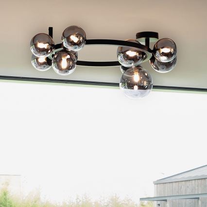 Ideal Lux - LED κολλητός πολυέλαιος PERLAGE 10xG9/3W/230V Ø 70 cm μαύρο/καπνιστό