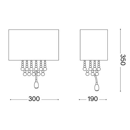 Ideal Lux - LED Επιτοίχιο φωτιστικό 2xE14/40W/230V + LED/1W