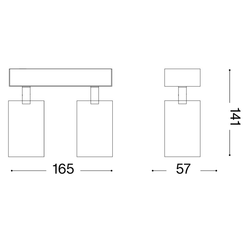 Ideal Lux - LED Επιτοίχιο Σποτ Φωτιστικό DYNAMITE 2xGU10/7W/230V CRI 90 μαύρο