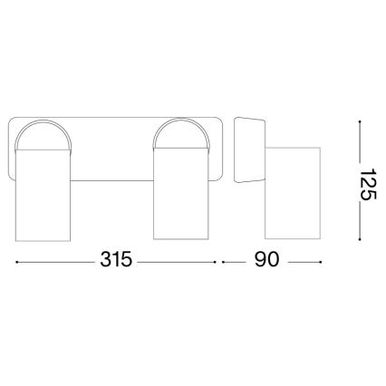 Ideal Lux - LED επιτοίχιο σποτ RUDY 2xGU10/7W/230V CRI 90 μαύρο