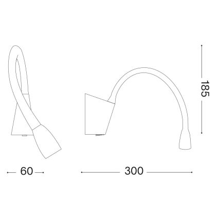 Ideal Lux - LED Εύκαμπτο μικρό φωτιστικό GOOSE LED/3W/230V CRI 90 μαύρο