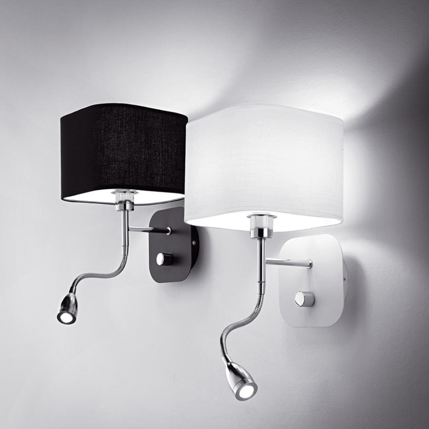 Ideal Lux - LED Εύκαμπτο φωτιστικό τοίχου 1xE14/40W/230V + LED/1W/230V μαύρο