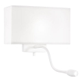 Ideal Lux - LED Εύκαμπτο φωτιστικό τοίχου HOTEL 1xE27/60W/230V + LED/1,5W λευκό
