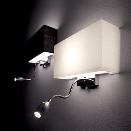 Ideal Lux - LED Εύκαμπτο φωτιστικό τοίχου HOTEL 1xE27/60W + LED/1,5W/230V