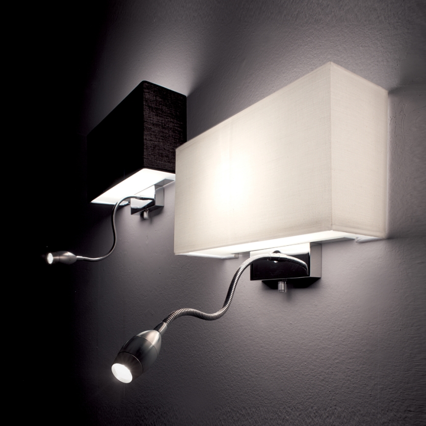 Ideal Lux - LED Εύκαμπτο φωτιστικό τοίχου HOTEL 1xE27/60W + LED/1,5W/230V