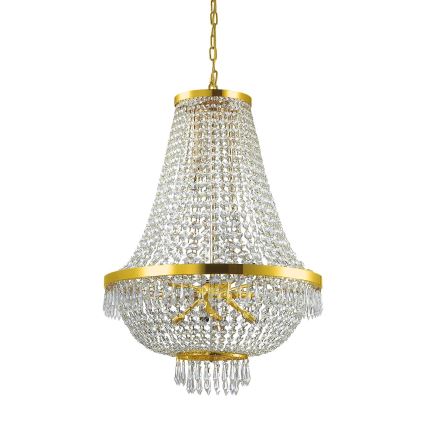 Ideal Lux - LED Κρυστάλλινο κρεμαστό φωτιστικό οροφής  CAESAR 12xG9/3W/230V διάμετρος 55 cm χρυσό