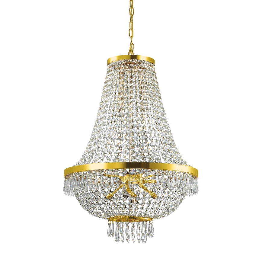 Ideal Lux - LED Κρυστάλλινο κρεμαστό φωτιστικό οροφής  CAESAR 12xG9/3W/230V διάμετρος 55 cm χρυσό