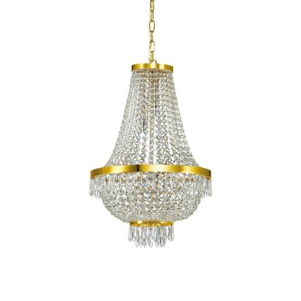 Ideal Lux - LED κρυστάλλινος πολυέλαιος σε αλυσίδα CAESAR 9xG9/3W/230V Ø 45 cm, χρυσός