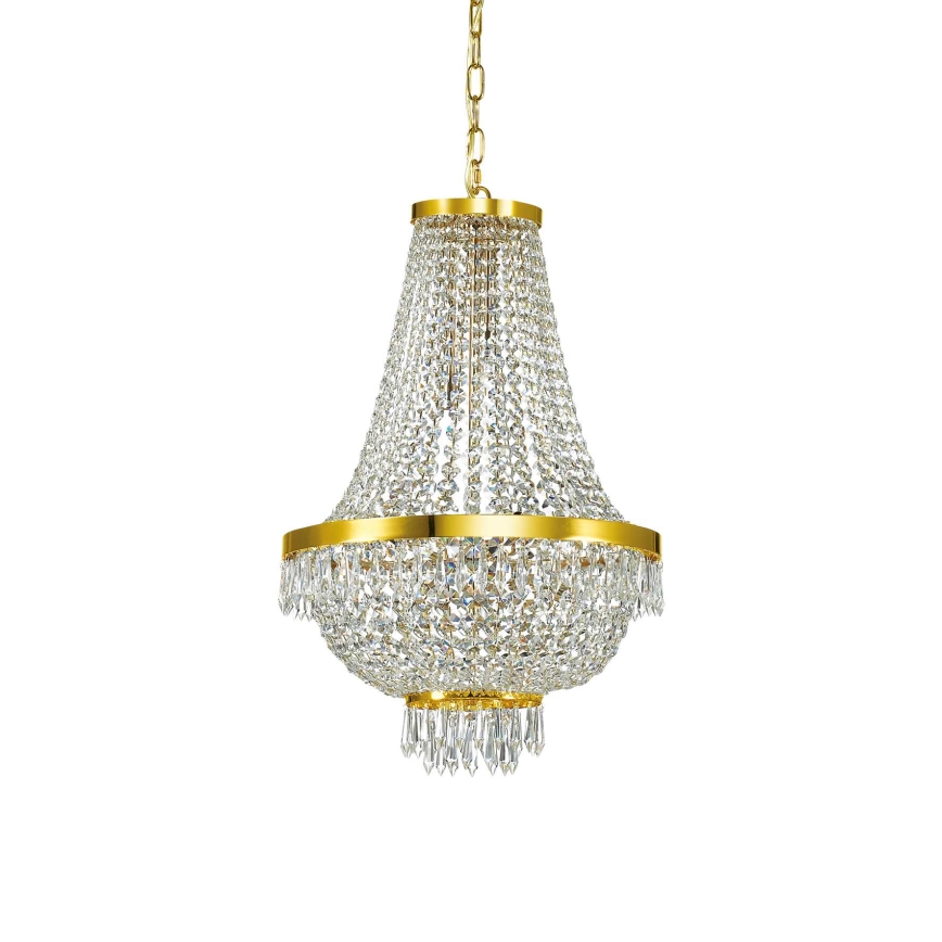 Ideal Lux - LED κρυστάλλινος πολυέλαιος σε αλυσίδα CAESAR 9xG9/3W/230V Ø 45 cm, χρυσός