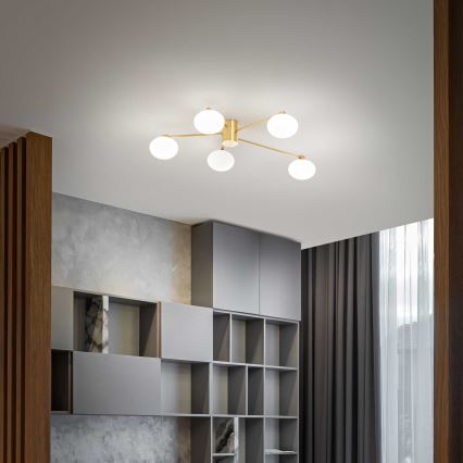 Ideal Lux - LED Πλαφονιέρα οροφής HERMES 5xG9/3W/230V διάμετρος 90 cm χρυσό