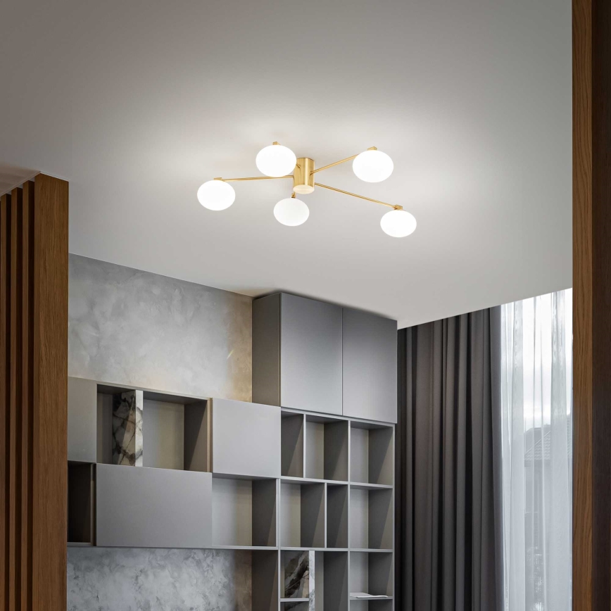 Ideal Lux - LED Πλαφονιέρα οροφής HERMES 5xG9/3W/230V διάμετρος 90 cm χρυσό