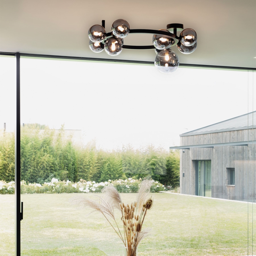 Ideal Lux - LED Πλαφονιέρα οροφής PERLAGE 10xG9/3W/230V διάμετρος 70 cm μαύρο/φιμέ