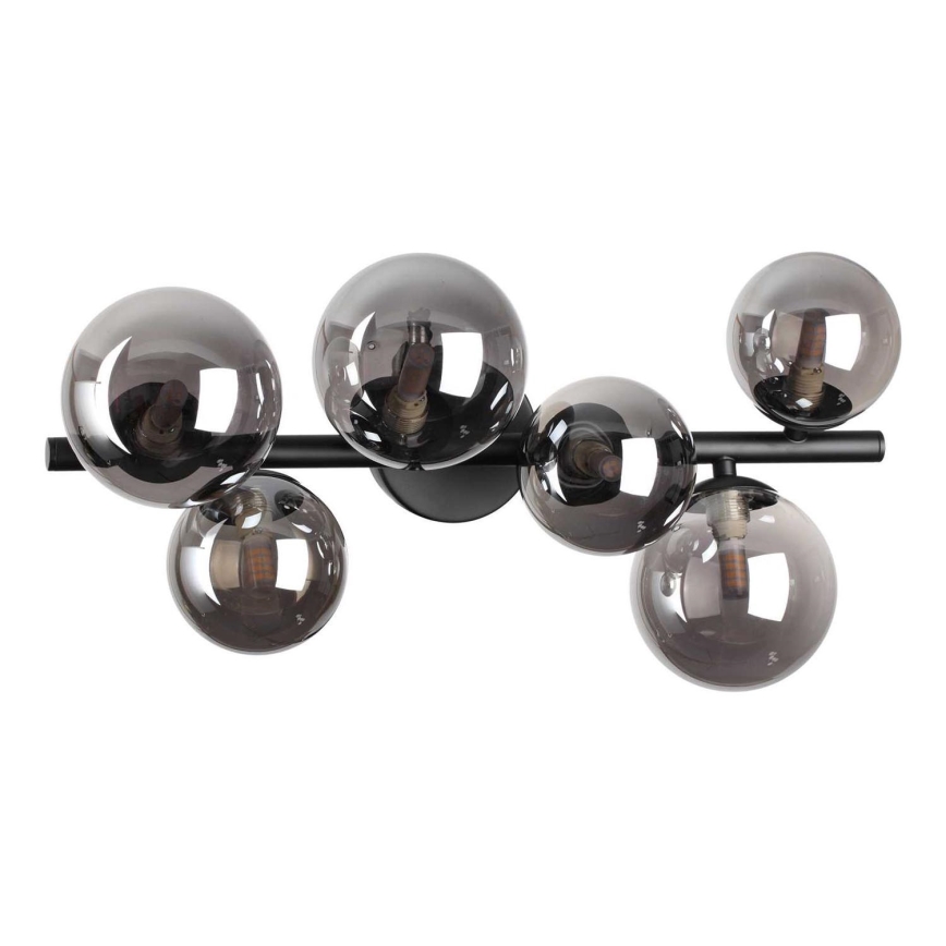 Ideal Lux - LED Πλαφονιέρα οροφής PERLAGE 6xG9/3W/230V 49 cm μαύρο/φιμέ