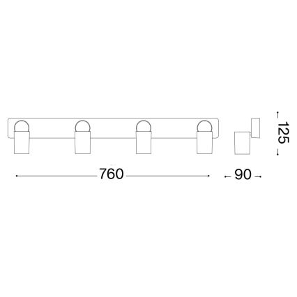 Ideal Lux - LED Σποτ RUDY 4xGU10/7W/230V CRI 90 μαύρο