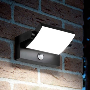 Ideal Lux - LED Φωτιστικό τοίχου εξωτερικού χώρου με αισθητήρα SWIPE LED/21W/230V CRI 90 IP54 μαύρο