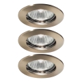 Ideal Lux - Σετ 3x χωνευτά φωτιστικά JAZZ 1xGU10/50W/230V Ø 7,7 cm μπρονζέ