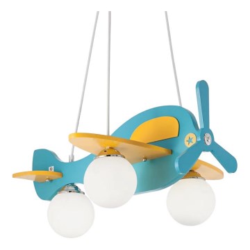 Ideal Lux - Παιδικό κρεμαστό φωτιστικό οροφής AVION 3xE27/28W/230V μπλε