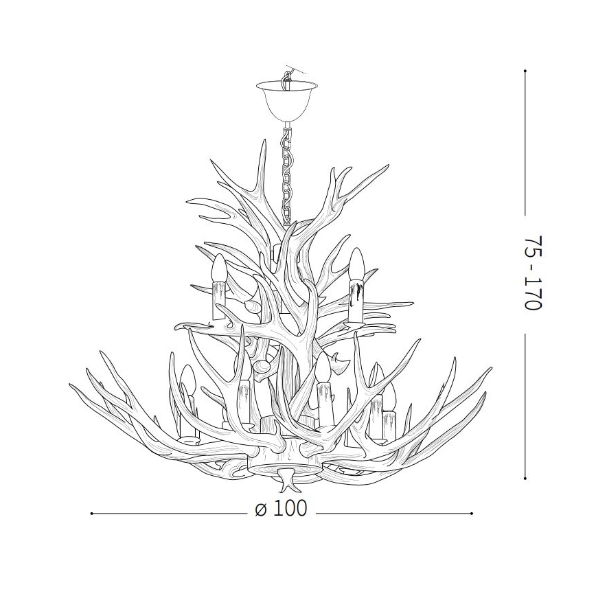 Ideal Lux - Πολυέλαιος με αλυσίδα CHALET 12xE14/40W/230V κέρατα