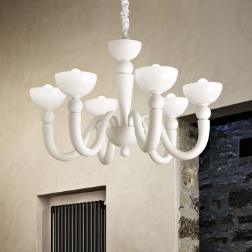Ideal Lux - Πολυέλαιος με αλυσίδα BON BON 8xE14/28W/230V διάμ. 95,5 cm λευκό