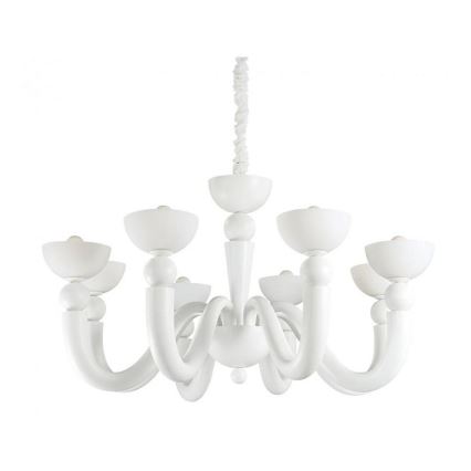 Ideal Lux - Πολυέλαιος με αλυσίδα BON BON 8xE14/28W/230V διάμ. 95,5 cm λευκό