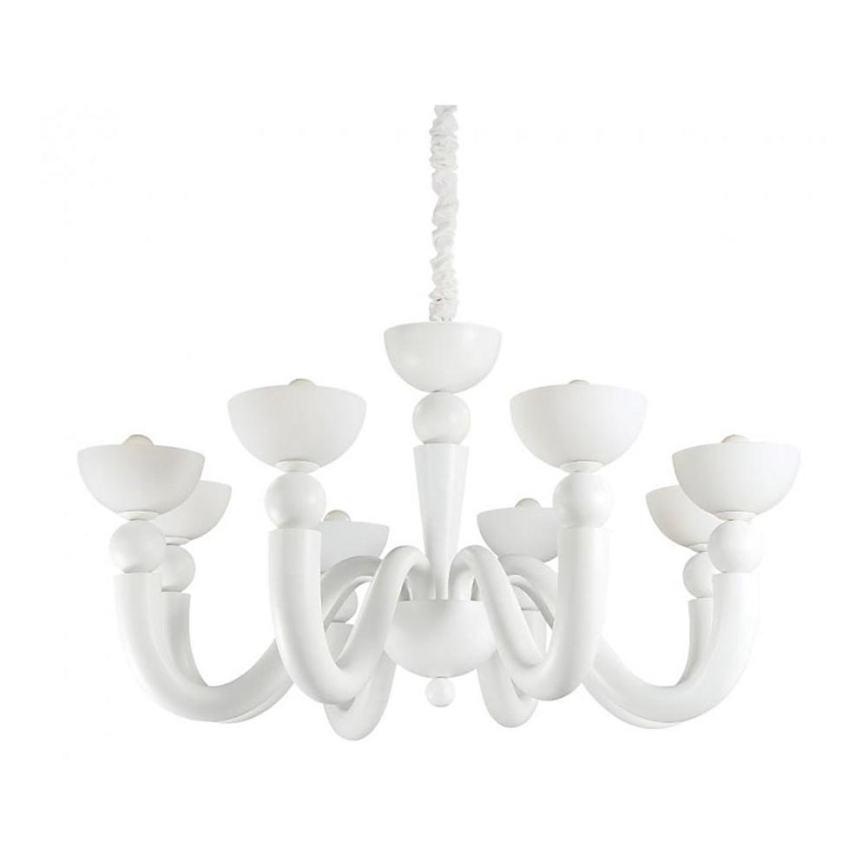 Ideal Lux - Πολυέλαιος με αλυσίδα BON BON 8xE14/28W/230V διάμ. 95,5 cm λευκό