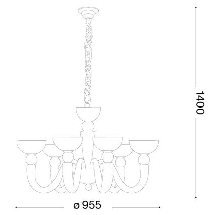 Ideal Lux - Πολυέλαιος με αλυσίδα BON BON 8xE14/28W/230V διάμ. 95,5 cm λευκό
