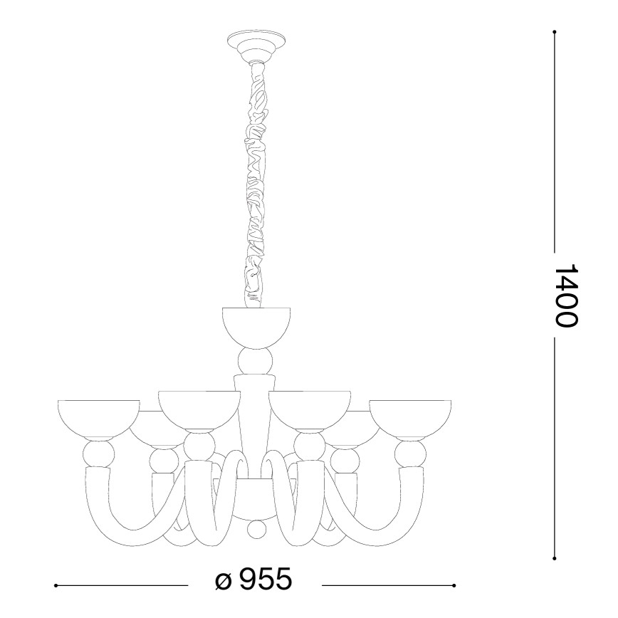 Ideal Lux - Πολυέλαιος με αλυσίδα BON BON 8xE14/28W/230V διάμ. 95,5 cm λευκό