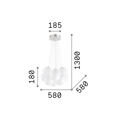 Ideal Lux - Πολυέλαιος με καλώδιο MAPA 11xE14/40W/230V Ø 58 εκ. λευκό