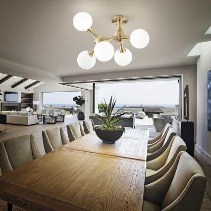 Ideal Lux - Πολυέλαιος οροφής NODI 5xE14/28W/230V 50x55 cm ορειχάλκινο/λευκό