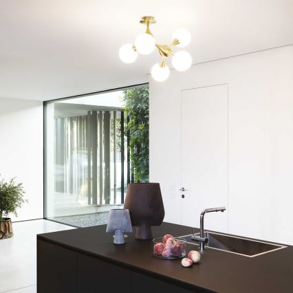 Ideal Lux - Πολυέλαιος οροφής NODI 5xE14/28W/230V 50x55 cm ορειχάλκινο/λευκό