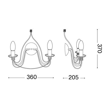Ideal Lux - Επιτοίχιο φωτιστικό CORTE 2xE14/40W/230V σε χάλκινο φινίρισμα