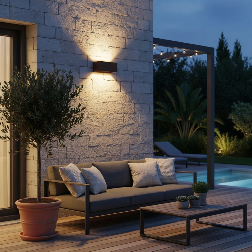 Ideal Lux - Επιτοίχιο φωτιστικό εξωτερικού χώρου ATOM LED/25W/230V CRI 90 IP54 καφέ