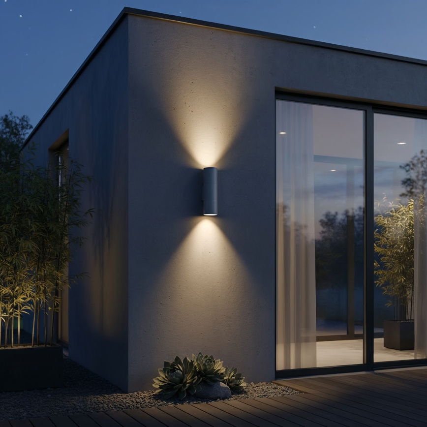 Ideal Lux - Επιτοίχιο φωτιστικό εξωτερικού χώρου GUN 1xGU10/35W/230V 21 cm IP44 γκρι