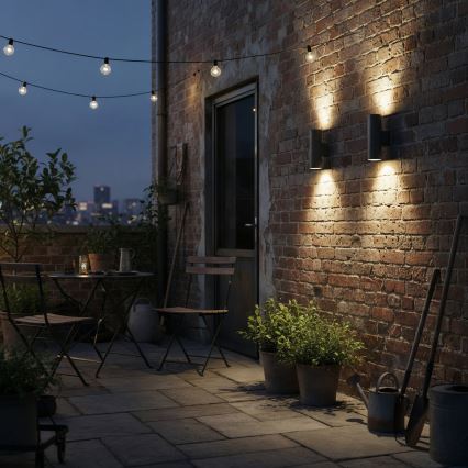 Ideal Lux - Επιτοίχιο φωτιστικό εξωτερικού χώρου GUN 2xGU10/35W/230V IP44 ανθρακί