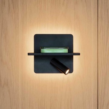 Ideal Lux - Επιτοίχιο σποτ LED PIANO LED/10W/230V CRI 90 USB μαύρο