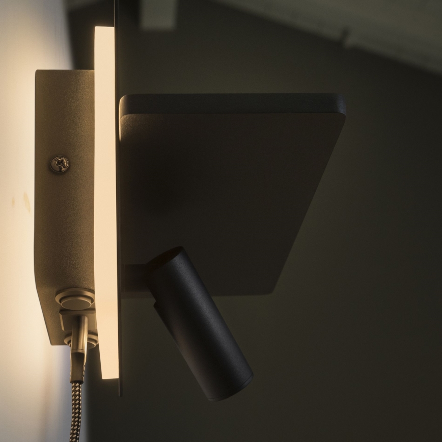 Ideal Lux - Επιτοίχιο σποτ LED PIANO LED/10W/230V CRI 90 USB μαύρο