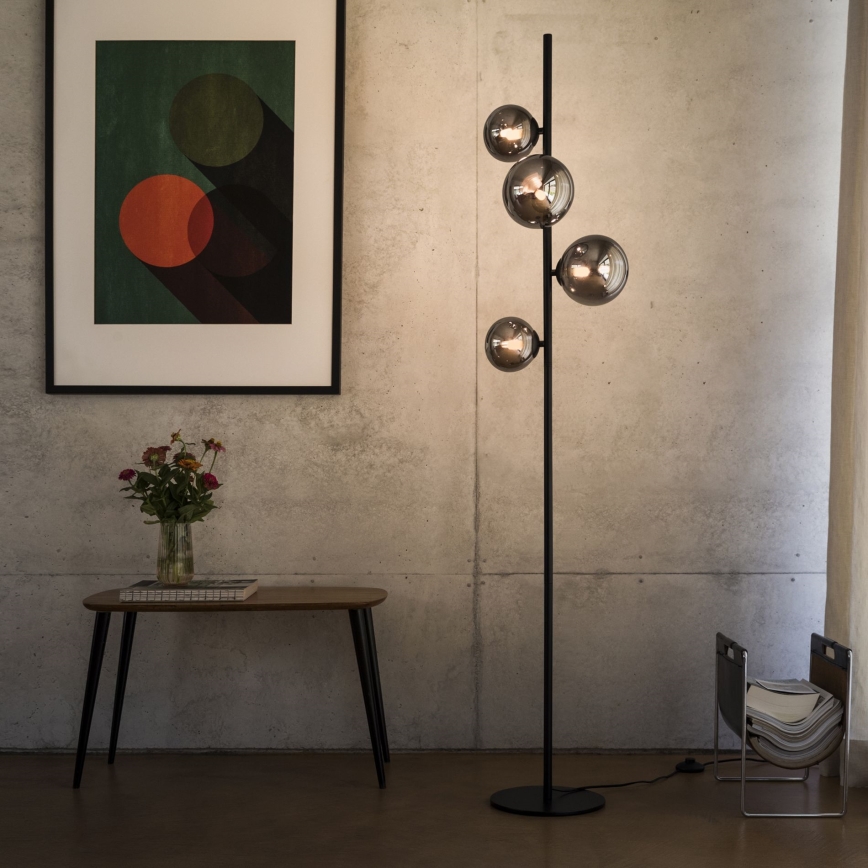 Ideal Lux - Επιδαπέδια λάμπα LED PERLAGE 4xG9/3W/230V μαύρο/φιμέ